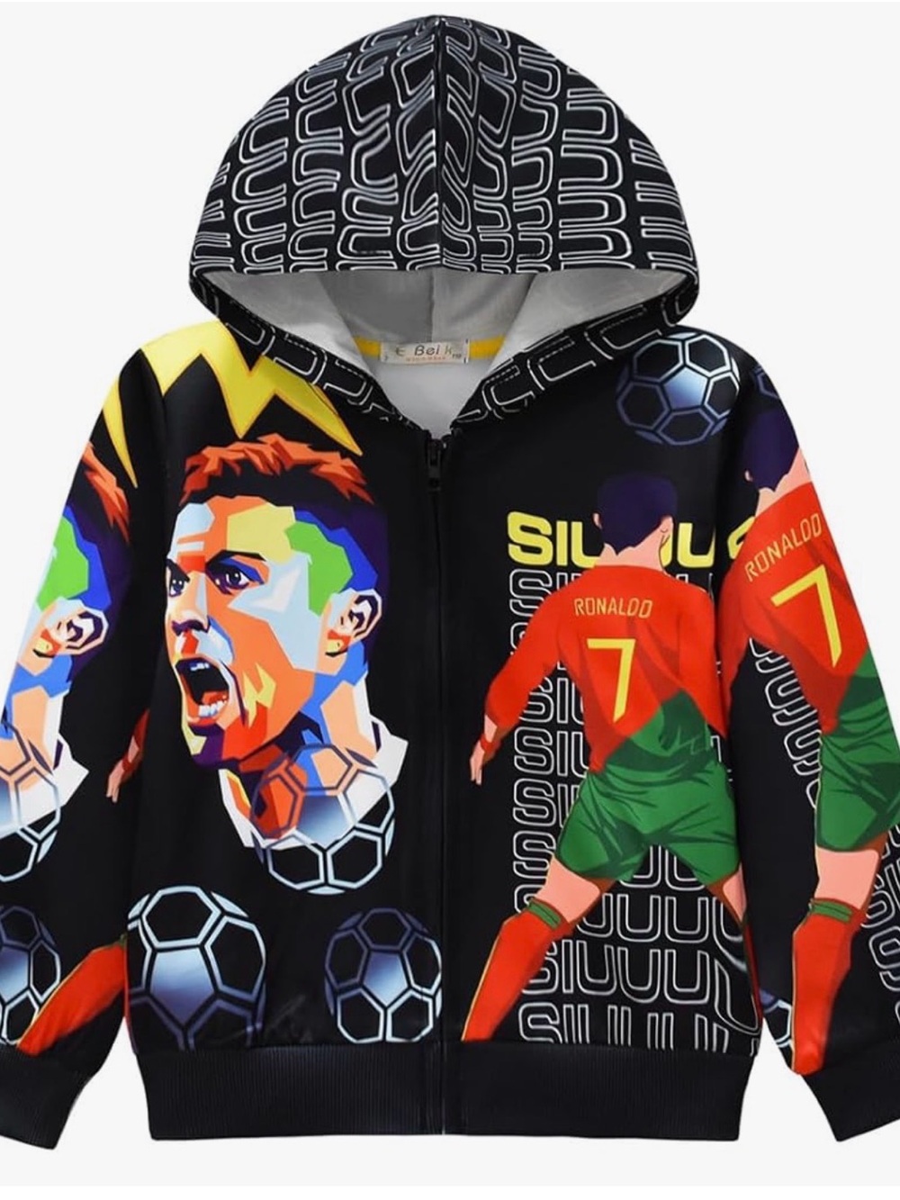 Kids Cristiano Ronaldo Graphic Zip Hoodie | Size 140 (Approx. 9–10Y)